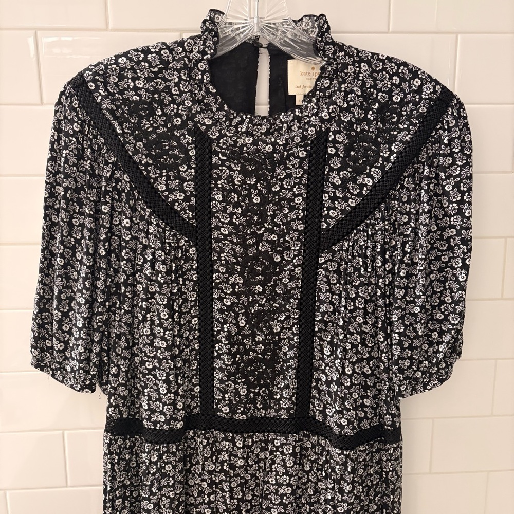 Kate Spade Coach Black and White Floral Boho Festival Maxi Dress S pretty!